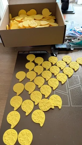 A single printed jeton up close